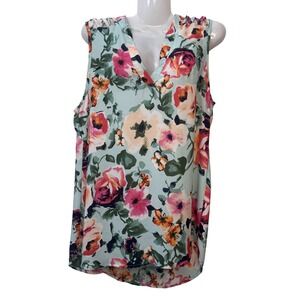Rue21 Floral Blouse V-Neck Sleeveless Top Casual Summer Lightweight‎ M